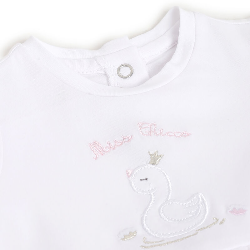 Girls Light Pink Applique Leg Opening Babysuit image number 2